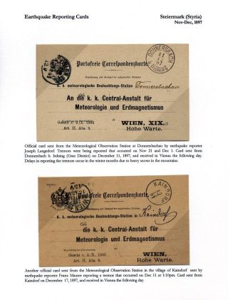 AUSTRIAN EARTHQUAKE STATIONERY REPORTING FORMS – sheet 4