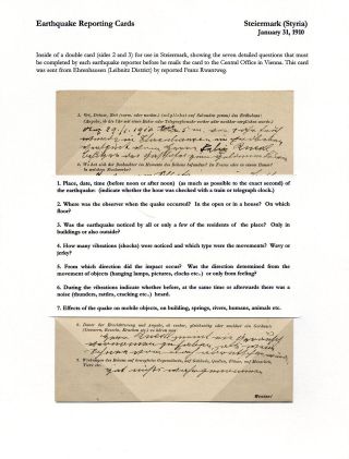 AUSTRIAN EARTHQUAKE STATIONERY REPORTING FORMS – sheet 9