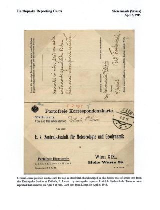 AUSTRIAN EARTHQUAKE STATIONERY REPORTING FORMS – sheet 13