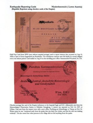 AUSTRIAN EARTHQUAKE STATIONERY REPORTING FORMS – sheet 15