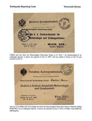 ÖSTERREICHISCHE ERDBEBEN-MELDUNGS FORMULÄRKARTEN – Blatt 17