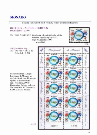 ÜBERSICHT VON MARKEN ZUM XXVII. OLYMPISCHEN SPIELEN SYDNEY 2000 – Blatt 8