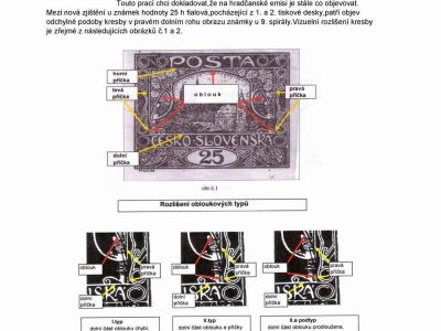 25 h HRADCANY, DESIGN V., 1st AND 2nd PRINTING PLATE - ARC TYPES