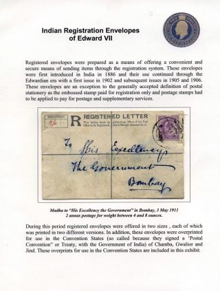 INDIAN REGISTRATION ENVELOPES OF EDWARD VII – sheet 1
