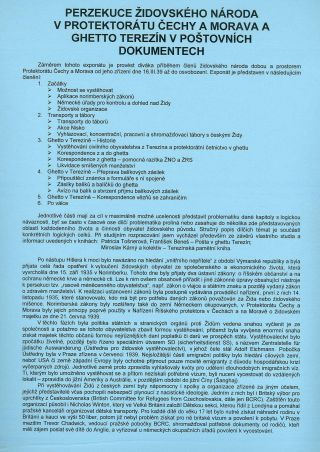 VERFOLGUNG DES JÜDISCHES VOLKERS IN DAS PROTEKTORAT BÖHMEN UND MÄHRED UND DIE THERESIENTADT GHETTO IN POSTDOKUMENTEN – Blatt 1