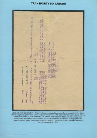 PERSECUTION OF JEWISH PEOPLE IN PROTECTORATE BOHEMIA AND MORAVIA AND GHETTO TEREZIN (THERESIENSTADT) IN POSTAL DOCUMENTS – sheet 33