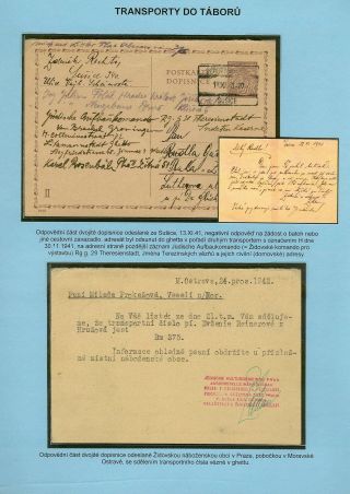 PERSECUTION OF JEWISH PEOPLE IN PROTECTORATE BOHEMIA AND MORAVIA AND GHETTO TEREZIN (THERESIENSTADT) IN POSTAL DOCUMENTS – sheet 36