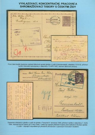 PERSECUTION OF JEWISH PEOPLE IN PROTECTORATE BOHEMIA AND MORAVIA AND GHETTO TEREZIN (THERESIENSTADT) IN POSTAL DOCUMENTS – sheet 44