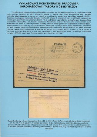 PERSECUTION OF JEWISH PEOPLE IN PROTECTORATE BOHEMIA AND MORAVIA AND GHETTO TEREZIN (THERESIENSTADT) IN POSTAL DOCUMENTS – sheet 46