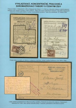 PERSECUTION OF JEWISH PEOPLE IN PROTECTORATE BOHEMIA AND MORAVIA AND GHETTO TEREZIN (THERESIENSTADT) IN POSTAL DOCUMENTS – sheet 56