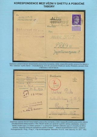PERSECUTION OF JEWISH PEOPLE IN PROTECTORATE BOHEMIA AND MORAVIA AND GHETTO TEREZIN (THERESIENSTADT) IN POSTAL DOCUMENTS – sheet 68