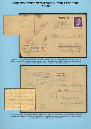 PERSECUTION OF JEWISH PEOPLE IN PROTECTORATE BOHEMIA AND MORAVIA AND GHETTO TEREZIN (THERESIENSTADT) IN POSTAL DOCUMENTS – sheet 69