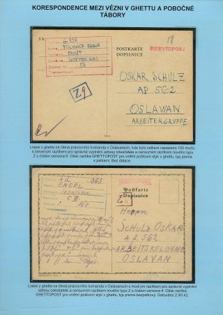 PERSECUTION OF JEWISH PEOPLE IN PROTECTORATE BOHEMIA AND MORAVIA AND GHETTO TEREZIN (THERESIENSTADT) IN POSTAL DOCUMENTS – sheet 70