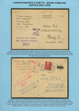 PERSECUTION OF JEWISH PEOPLE IN PROTECTORATE BOHEMIA AND MORAVIA AND GHETTO TEREZIN (THERESIENSTADT) IN POSTAL DOCUMENTS – sheet 72