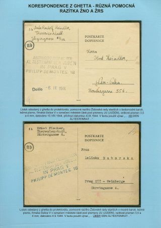 PERSECUTION OF JEWISH PEOPLE IN PROTECTORATE BOHEMIA AND MORAVIA AND GHETTO TEREZIN (THERESIENSTADT) IN POSTAL DOCUMENTS – sheet 73