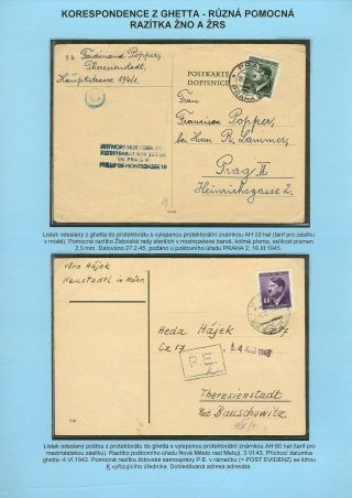 PERSECUTION OF JEWISH PEOPLE IN PROTECTORATE BOHEMIA AND MORAVIA AND GHETTO TEREZIN (THERESIENSTADT) IN POSTAL DOCUMENTS – sheet 75
