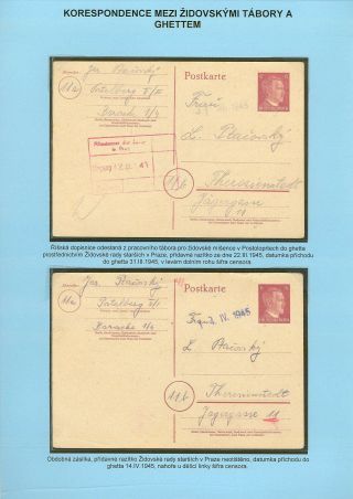 PERSECUTION OF JEWISH PEOPLE IN PROTECTORATE BOHEMIA AND MORAVIA AND GHETTO TEREZIN (THERESIENSTADT) IN POSTAL DOCUMENTS – sheet 78