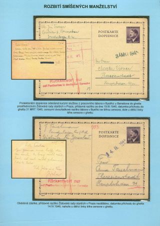 PERSECUTION OF JEWISH PEOPLE IN PROTECTORATE BOHEMIA AND MORAVIA AND GHETTO TEREZIN (THERESIENSTADT) IN POSTAL DOCUMENTS – sheet 80