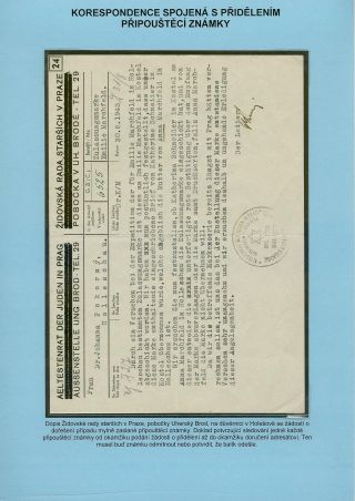 PERSECUTION OF JEWISH PEOPLE IN PROTECTORATE BOHEMIA AND MORAVIA AND GHETTO TEREZIN (THERESIENSTADT) IN POSTAL DOCUMENTS – sheet 100