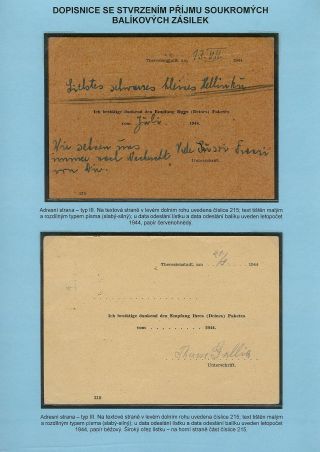 PERSECUTION OF JEWISH PEOPLE IN PROTECTORATE BOHEMIA AND MORAVIA AND GHETTO TEREZIN (THERESIENSTADT) IN POSTAL DOCUMENTS – sheet 121