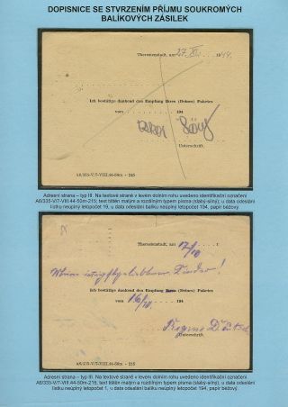 PERSECUTION OF JEWISH PEOPLE IN PROTECTORATE BOHEMIA AND MORAVIA AND GHETTO TEREZIN (THERESIENSTADT) IN POSTAL DOCUMENTS – sheet 123