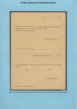 PERSECUTION OF JEWISH PEOPLE IN PROTECTORATE BOHEMIA AND MORAVIA AND GHETTO TEREZIN (THERESIENSTADT) IN POSTAL DOCUMENTS – sheet 128
