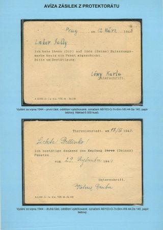 PERSECUTION OF JEWISH PEOPLE IN PROTECTORATE BOHEMIA AND MORAVIA AND GHETTO TEREZIN (THERESIENSTADT) IN POSTAL DOCUMENTS – sheet 130