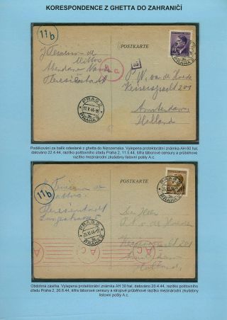 PERSECUTION OF JEWISH PEOPLE IN PROTECTORATE BOHEMIA AND MORAVIA AND GHETTO TEREZIN (THERESIENSTADT) IN POSTAL DOCUMENTS – sheet 144