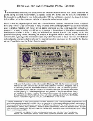 DIE POSTANWEISUNGEN AUS BETSCHUANLAND UND BOTSWANA – Blatt 1