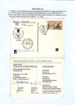 WORLD STAMP EXHIBITION PRAGA 1988 – sheet 9