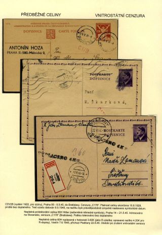 CZECHOSLOVAKIA: POSTAL STATIONERY 1945-46 (RESTORE THE POSTAL SERVICES) – sheet 11