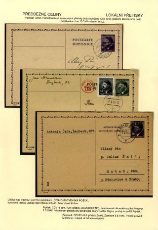 CZECHOSLOVAKIA: POSTAL STATIONERY 1945-46 (RESTORE THE POSTAL SERVICES) – sheet 13