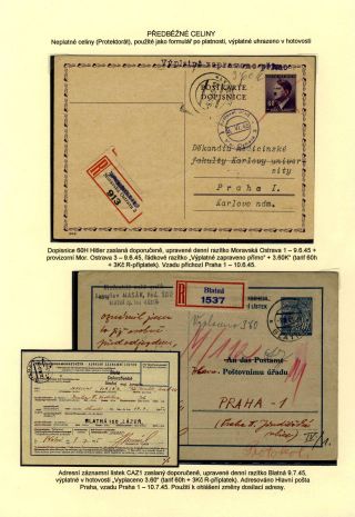 TSCHECHOSLOWAKEI: GANZSACHEN 1945-46 (WIEDERHERSTELLUNG DER POSTVERKEHR) – Blatt 17