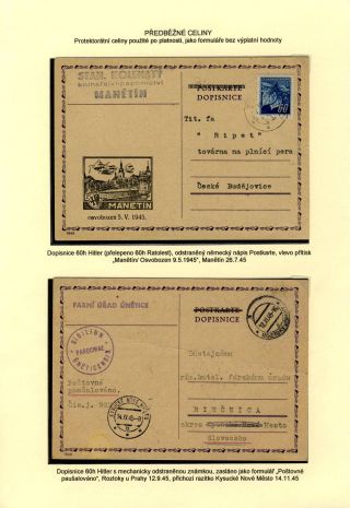 TSCHECHOSLOWAKEI: GANZSACHEN 1945-46 (WIEDERHERSTELLUNG DER POSTVERKEHR) – Blatt 20