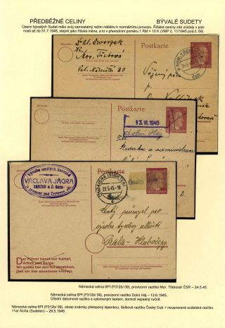 TSCHECHOSLOWAKEI: GANZSACHEN 1945-46 (WIEDERHERSTELLUNG DER POSTVERKEHR) – Blatt 24