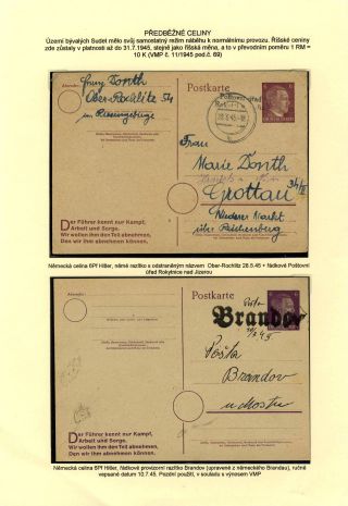 TSCHECHOSLOWAKEI: GANZSACHEN 1945-46 (WIEDERHERSTELLUNG DER POSTVERKEHR) – Blatt 29