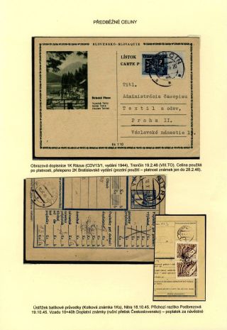 TSCHECHOSLOWAKEI: GANZSACHEN 1945-46 (WIEDERHERSTELLUNG DER POSTVERKEHR) – Blatt 31