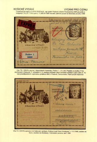 TSCHECHOSLOWAKEI: GANZSACHEN 1945-46 (WIEDERHERSTELLUNG DER POSTVERKEHR) – Blatt 48