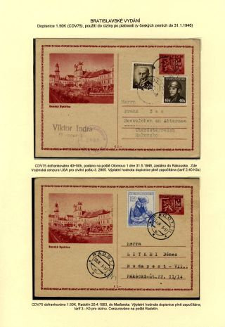 TSCHECHOSLOWAKEI: GANZSACHEN 1945-46 (WIEDERHERSTELLUNG DER POSTVERKEHR) – Blatt 56