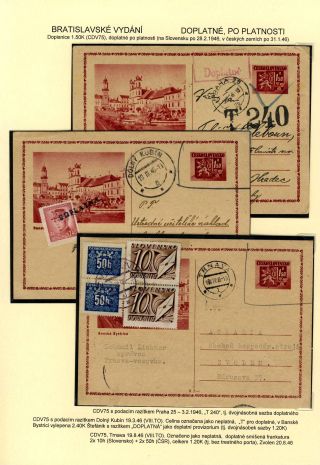 TSCHECHOSLOWAKEI: GANZSACHEN 1945-46 (WIEDERHERSTELLUNG DER POSTVERKEHR) – Blatt 57