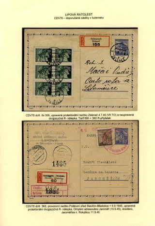 TSCHECHOSLOWAKEI: GANZSACHEN 1945-46 (WIEDERHERSTELLUNG DER POSTVERKEHR) – Blatt 60