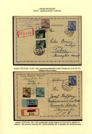 TSCHECHOSLOWAKEI: GANZSACHEN 1945-46 (WIEDERHERSTELLUNG DER POSTVERKEHR) – Blatt 61