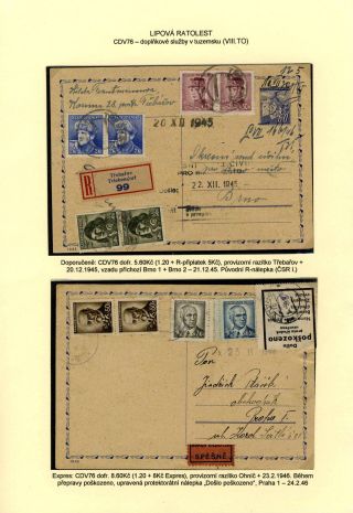 TSCHECHOSLOWAKEI: GANZSACHEN 1945-46 (WIEDERHERSTELLUNG DER POSTVERKEHR) – Blatt 62