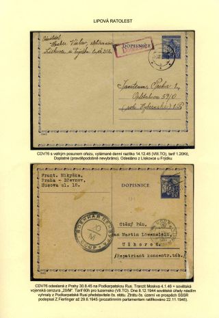 TSCHECHOSLOWAKEI: GANZSACHEN 1945-46 (WIEDERHERSTELLUNG DER POSTVERKEHR) – Blatt 63