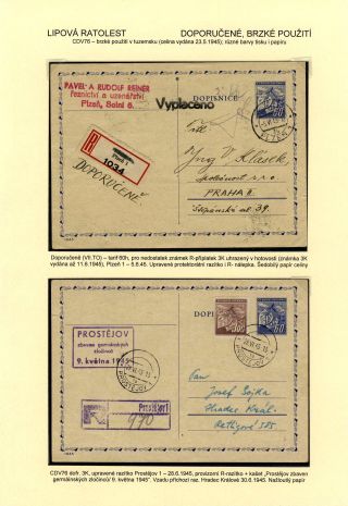 TSCHECHOSLOWAKEI: GANZSACHEN 1945-46 (WIEDERHERSTELLUNG DER POSTVERKEHR) – Blatt 68
