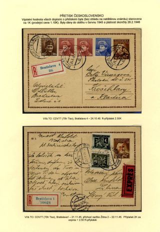 TSCHECHOSLOWAKEI: GANZSACHEN 1945-46 (WIEDERHERSTELLUNG DER POSTVERKEHR) – Blatt 71