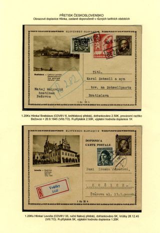 TSCHECHOSLOWAKEI: GANZSACHEN 1945-46 (WIEDERHERSTELLUNG DER POSTVERKEHR) – Blatt 78
