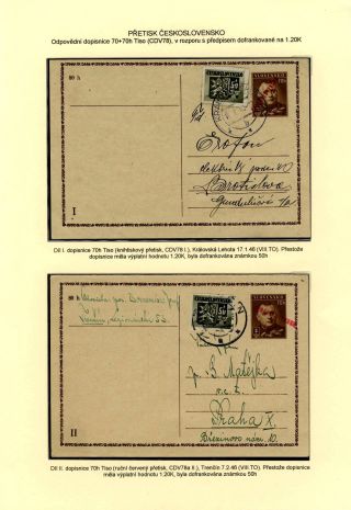 CZECHOSLOVAKIA: POSTAL STATIONERY 1945-46 (RESTORE THE POSTAL SERVICES) – sheet 85