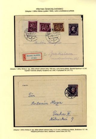 CZECHOSLOVAKIA: POSTAL STATIONERY 1945-46 (RESTORE THE POSTAL SERVICES) – sheet 87