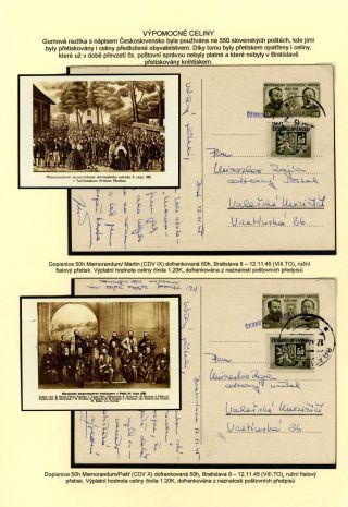 CZECHOSLOVAKIA: POSTAL STATIONERY 1945-46 (RESTORE THE POSTAL SERVICES) – sheet 91